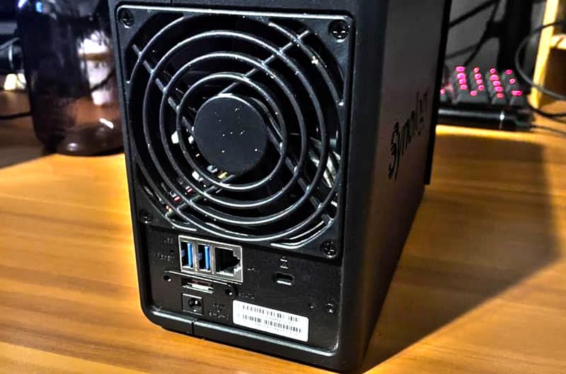 Synology DS218+ from back